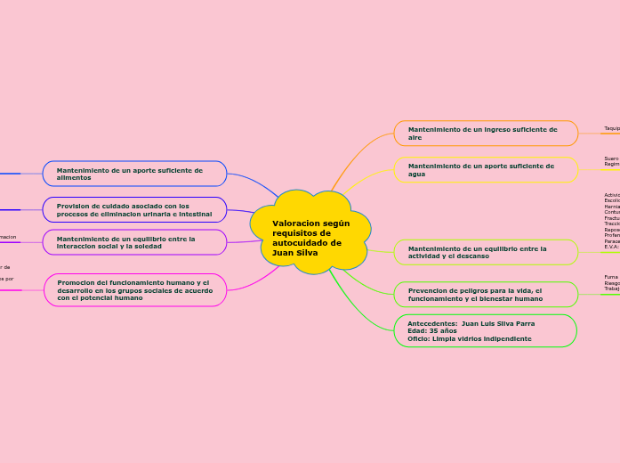 Valoracion según requisitos de autocuidado...- Mind Map